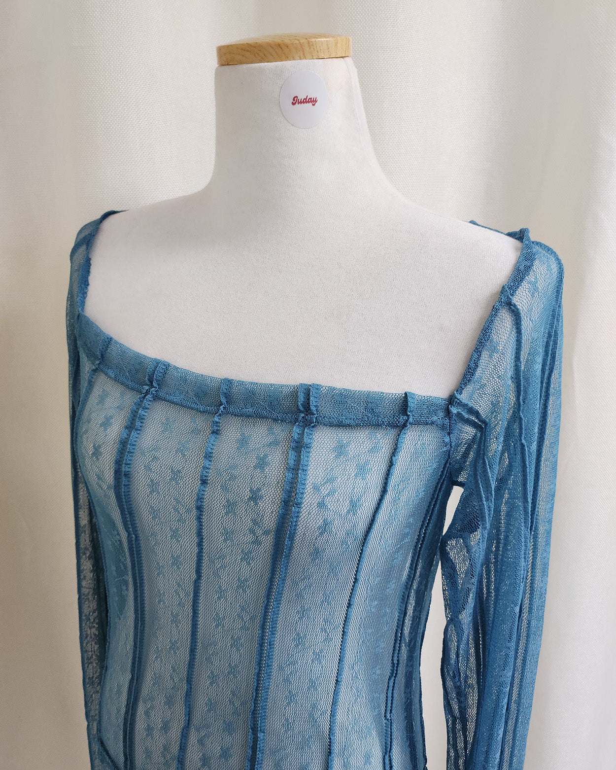 square neck lace sheer top