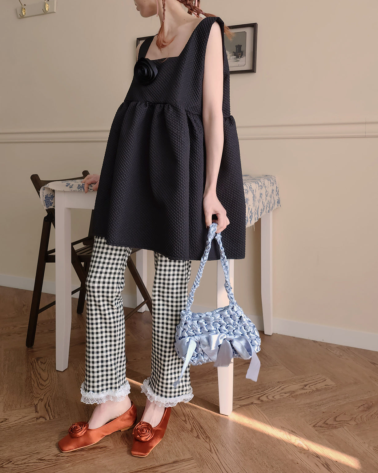 rose corsage set emboss tunic