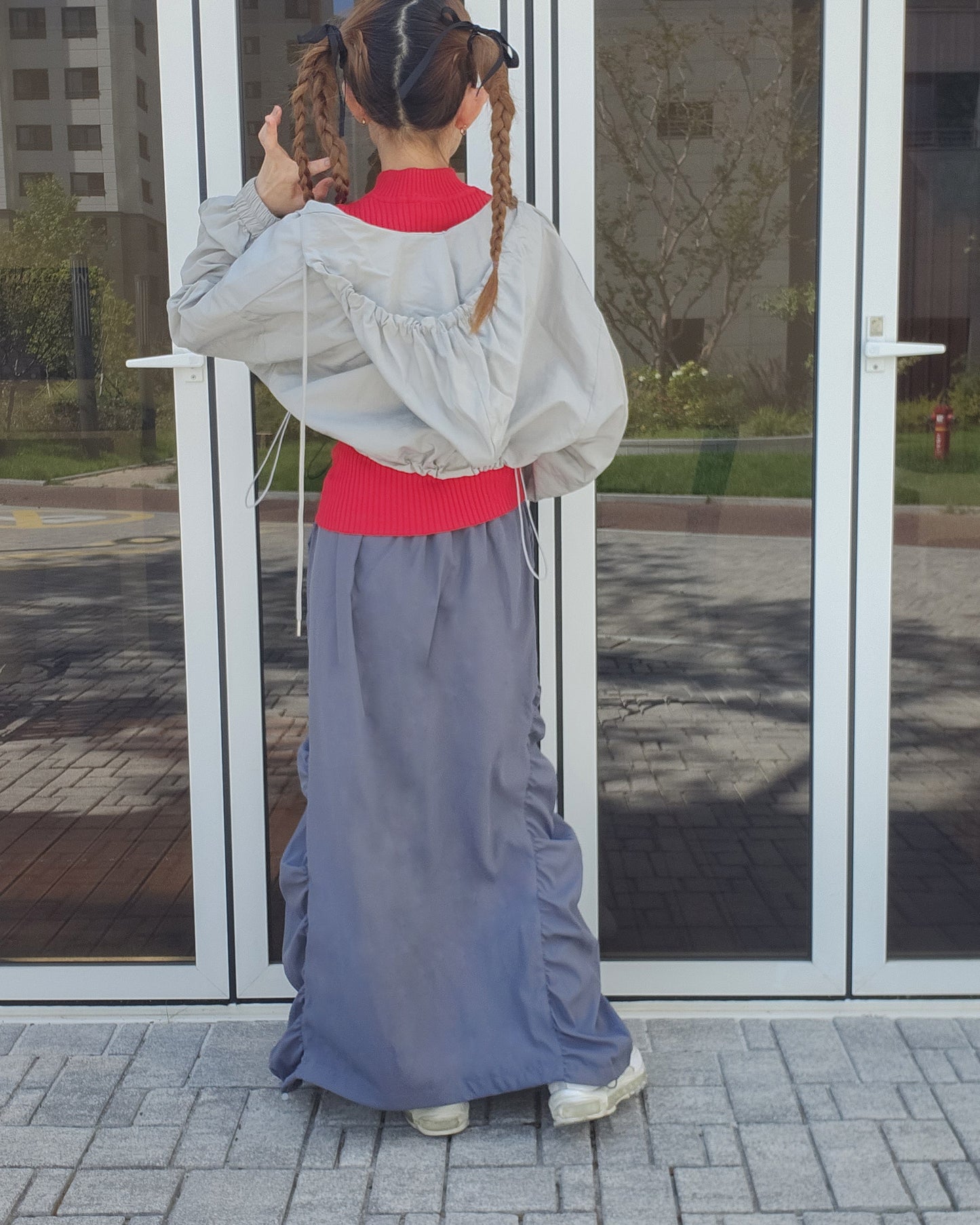 side shirring long skirt