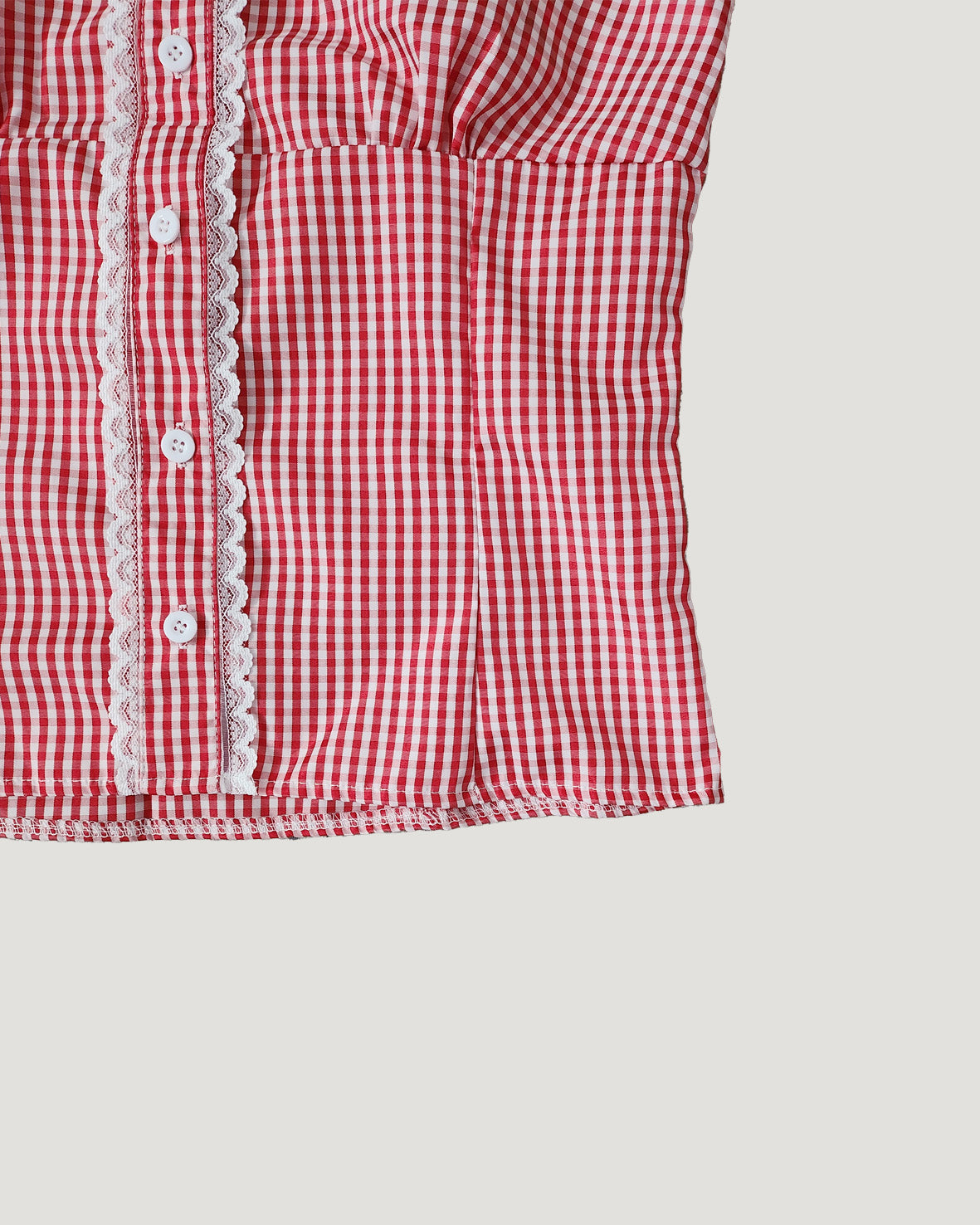 gingham check lace point camisole blouse