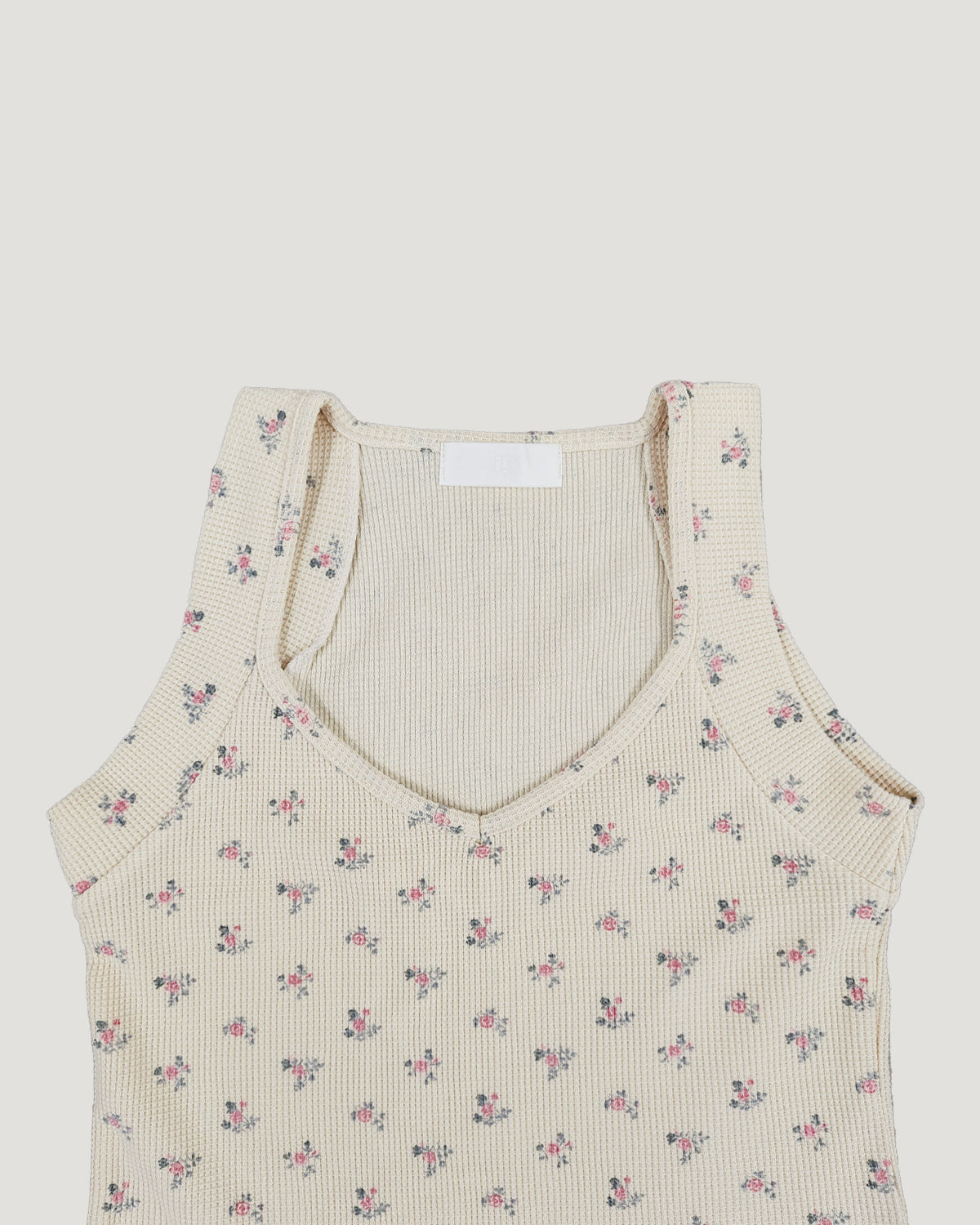 flower waffle sleeve less top