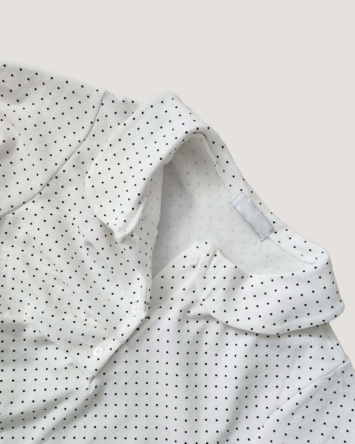 dot puff sleeve collar T