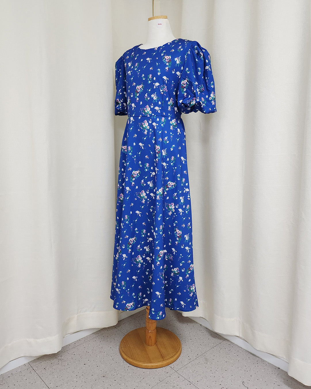 flower puff sleeve long dress