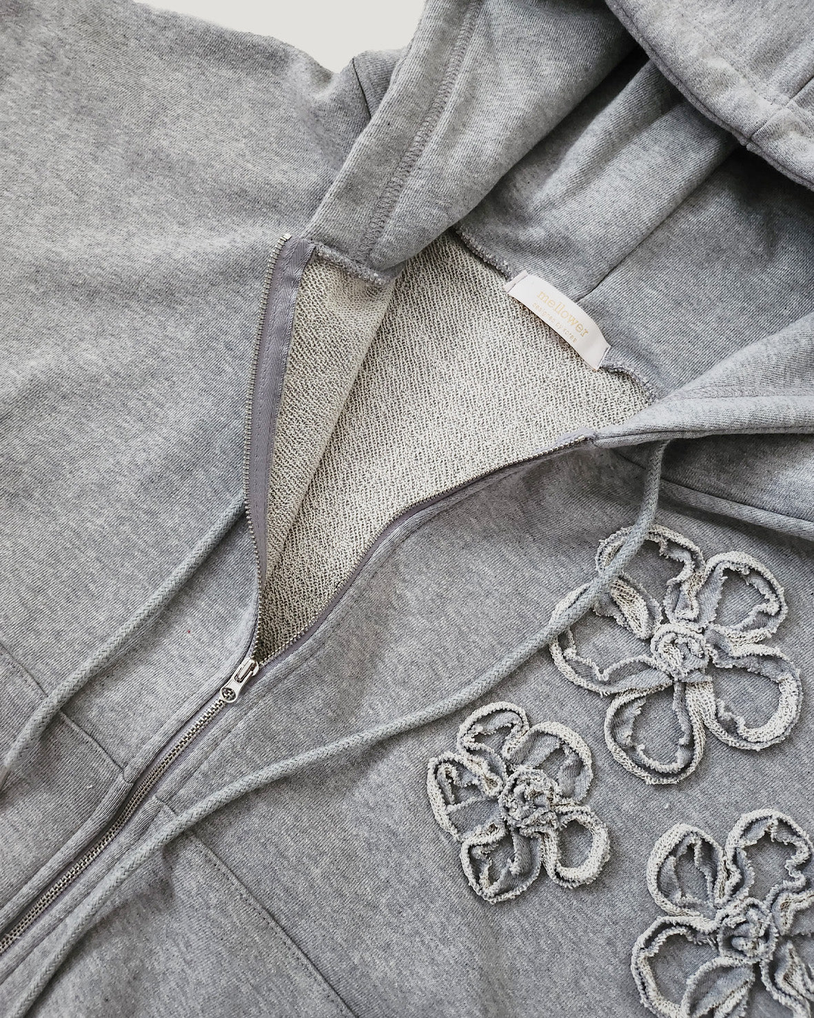 flower motif sweat zip hoodie