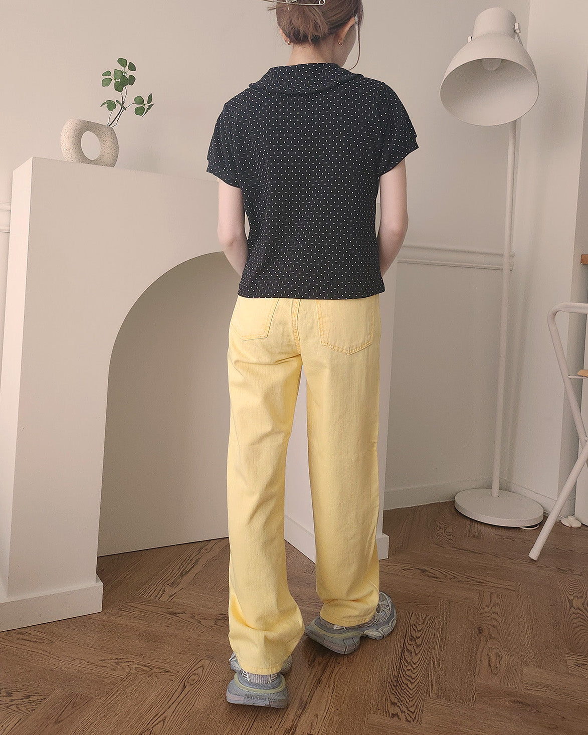 pigment color straight wide cotton pants