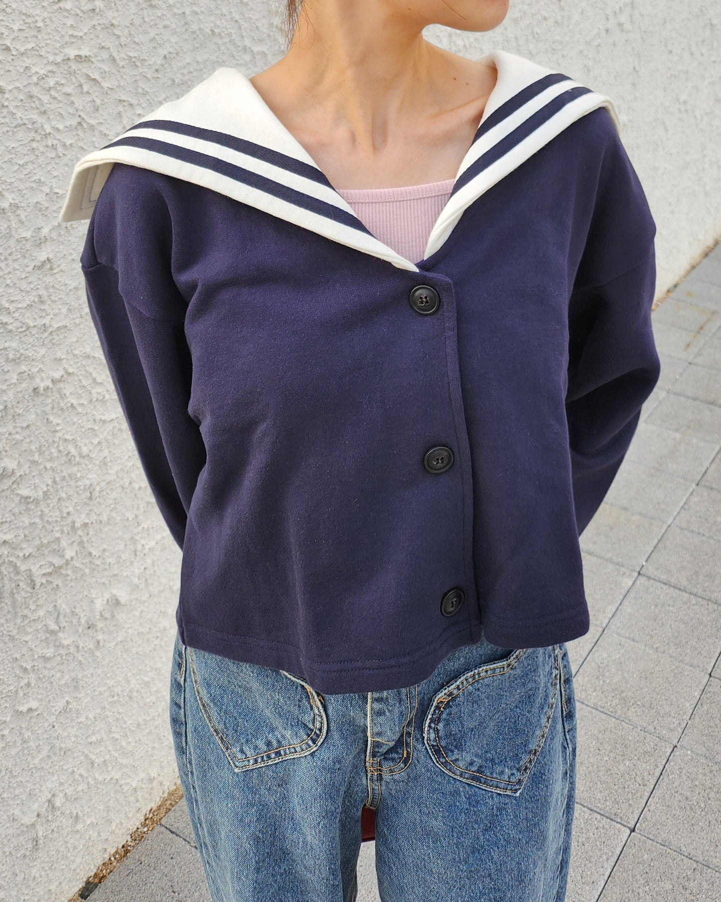 sailor collar sweat cardigan