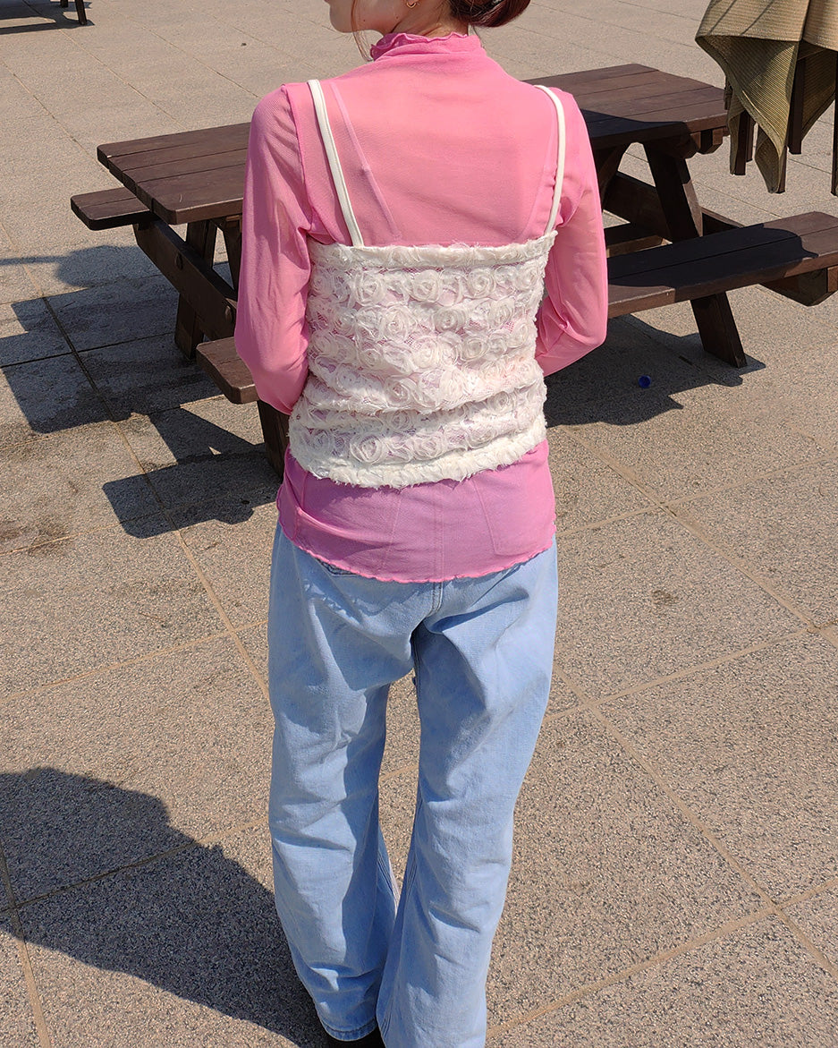 rose motif sheer bustier