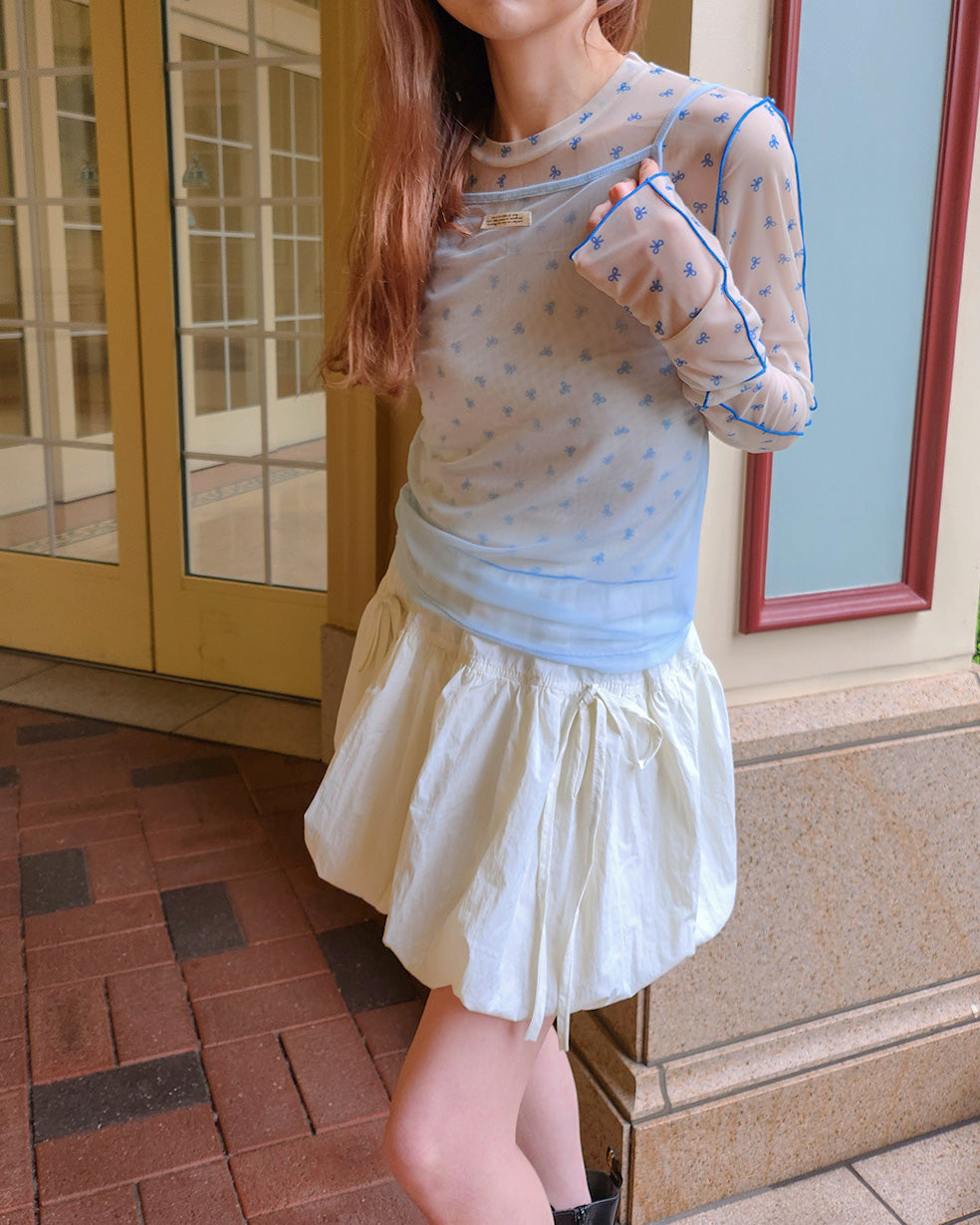 ribbon pattern sheer top