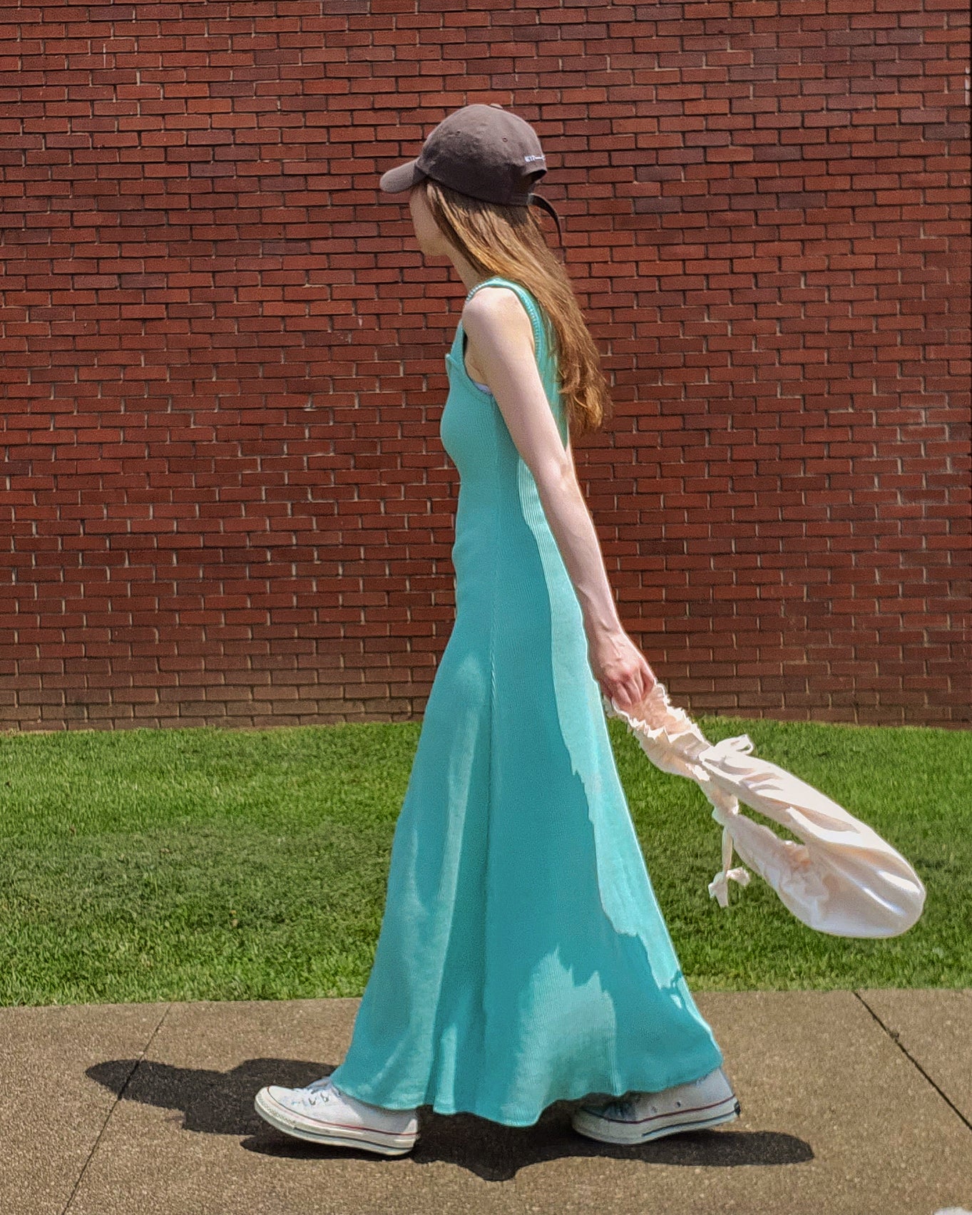 mermaid heart neck rib long dress