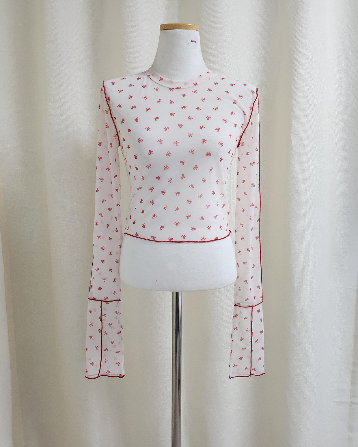 ribbon pattern sheer top