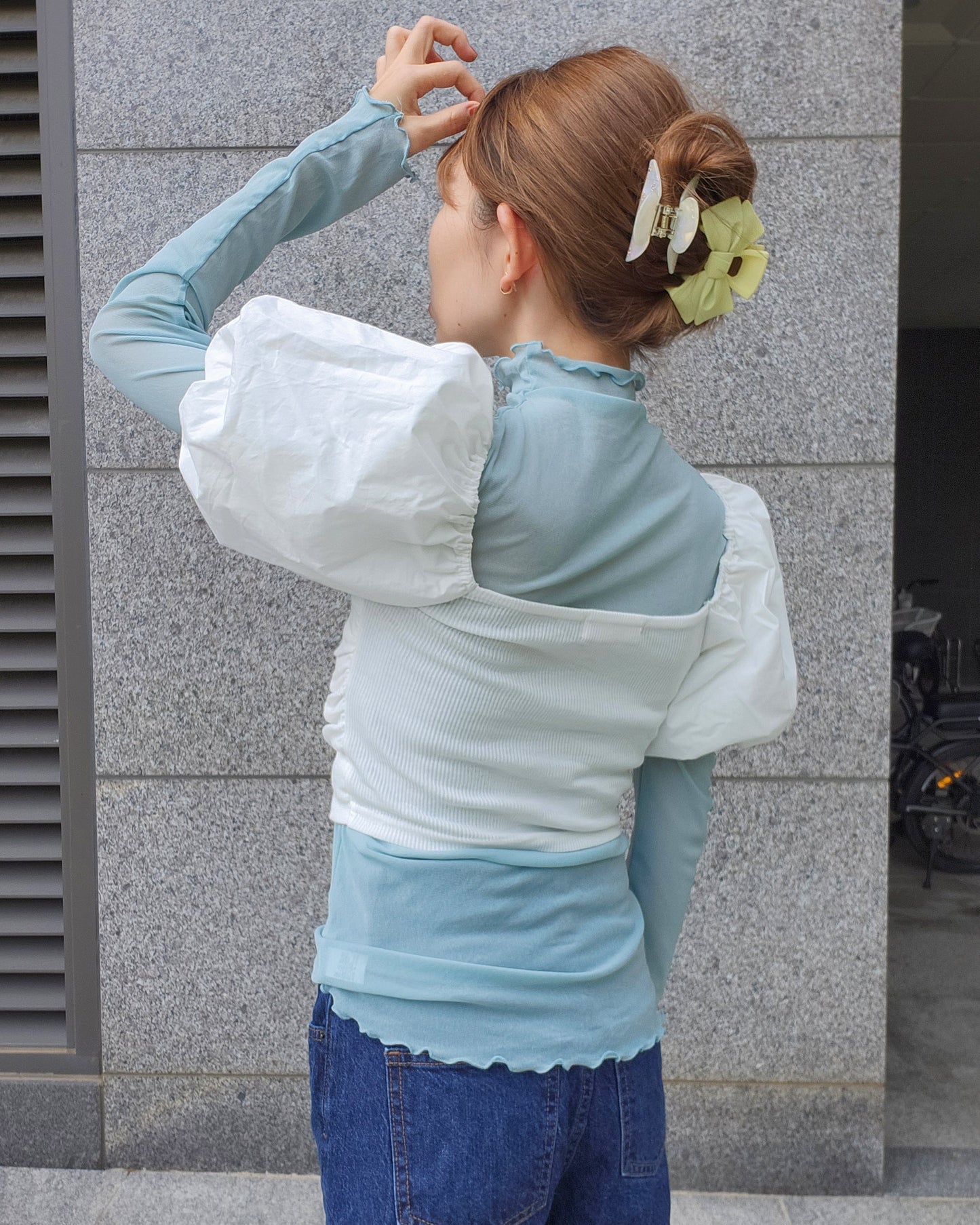 volume puff sleeve short top