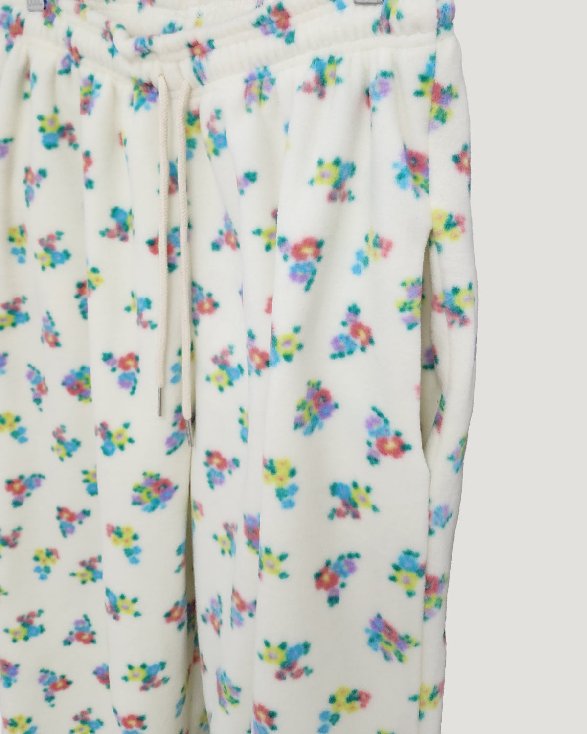 flower pattern fleece jogger pants