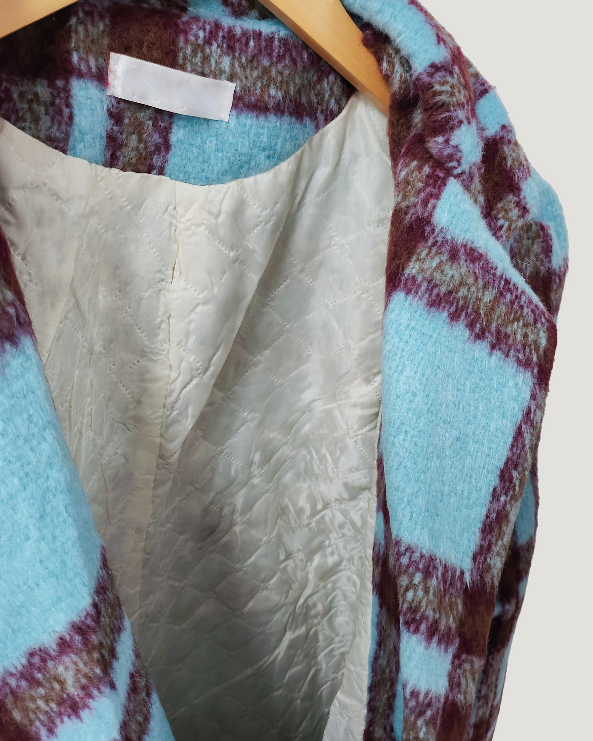 check wool blended coat