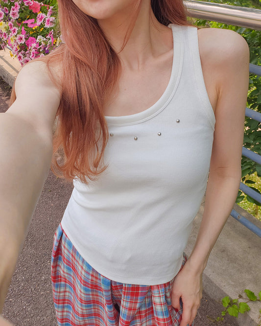 studs point rib tank top
