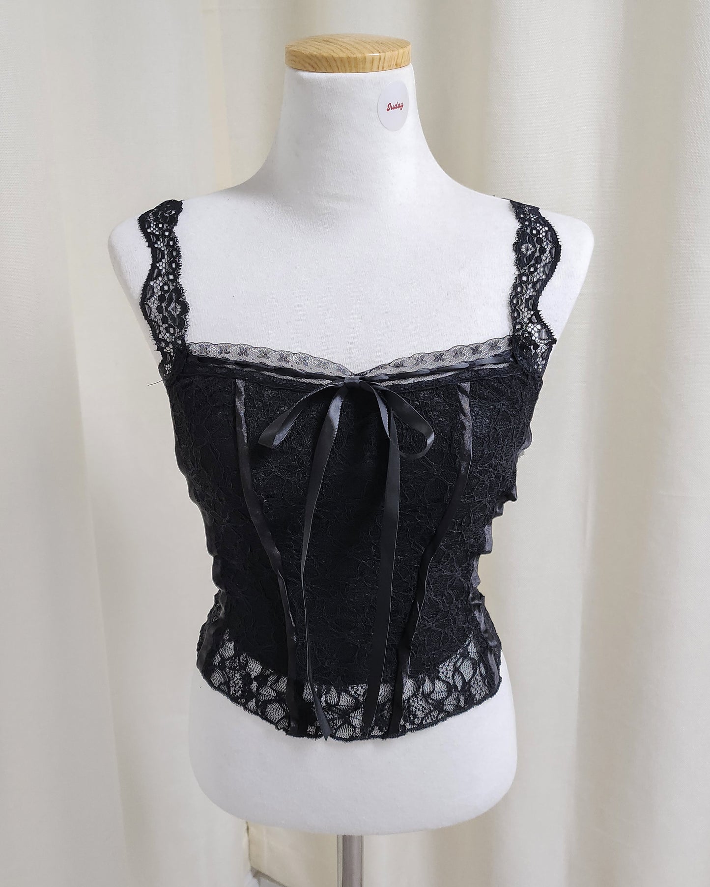 lace ribbon sheer bustier