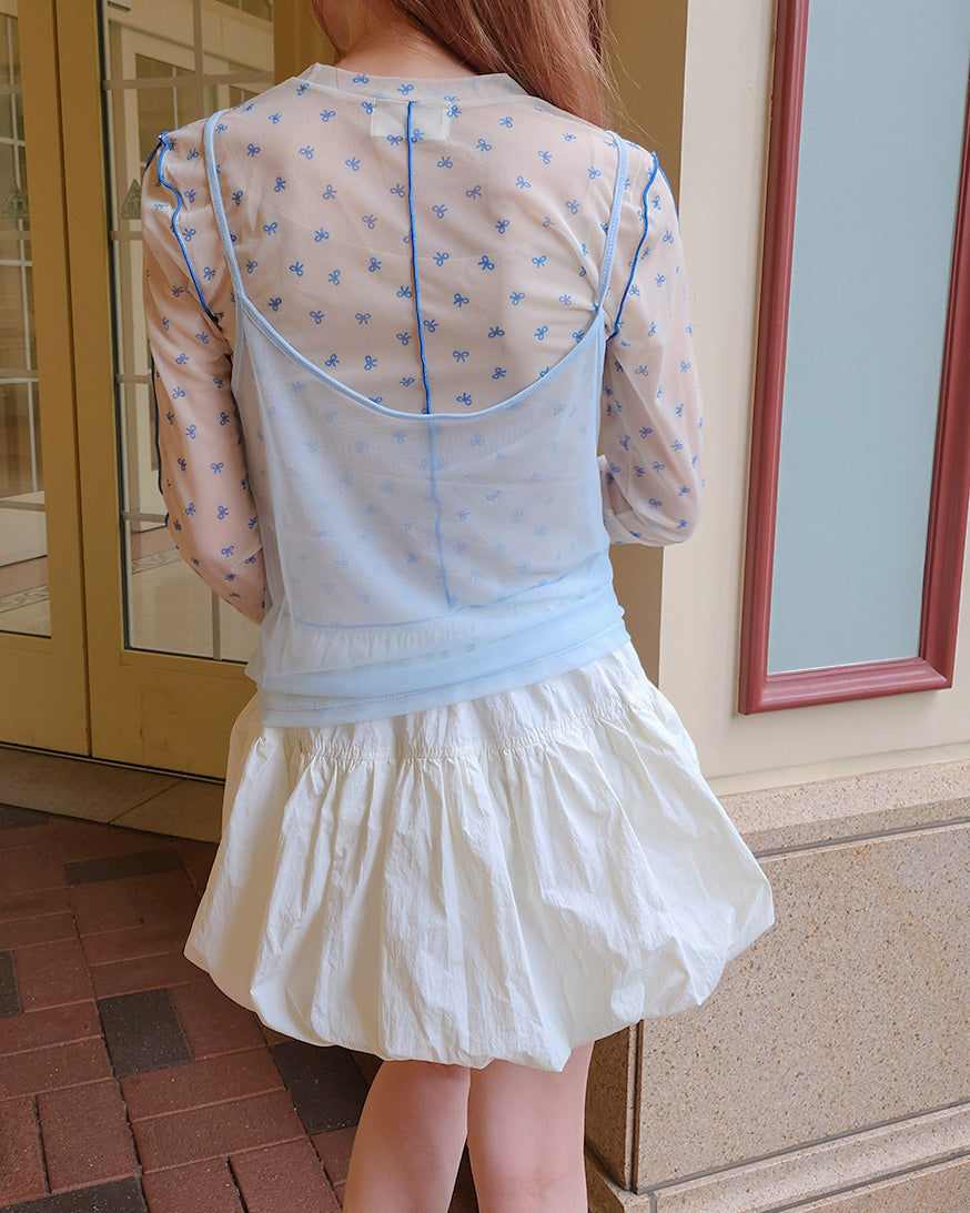 ribbon pattern sheer top