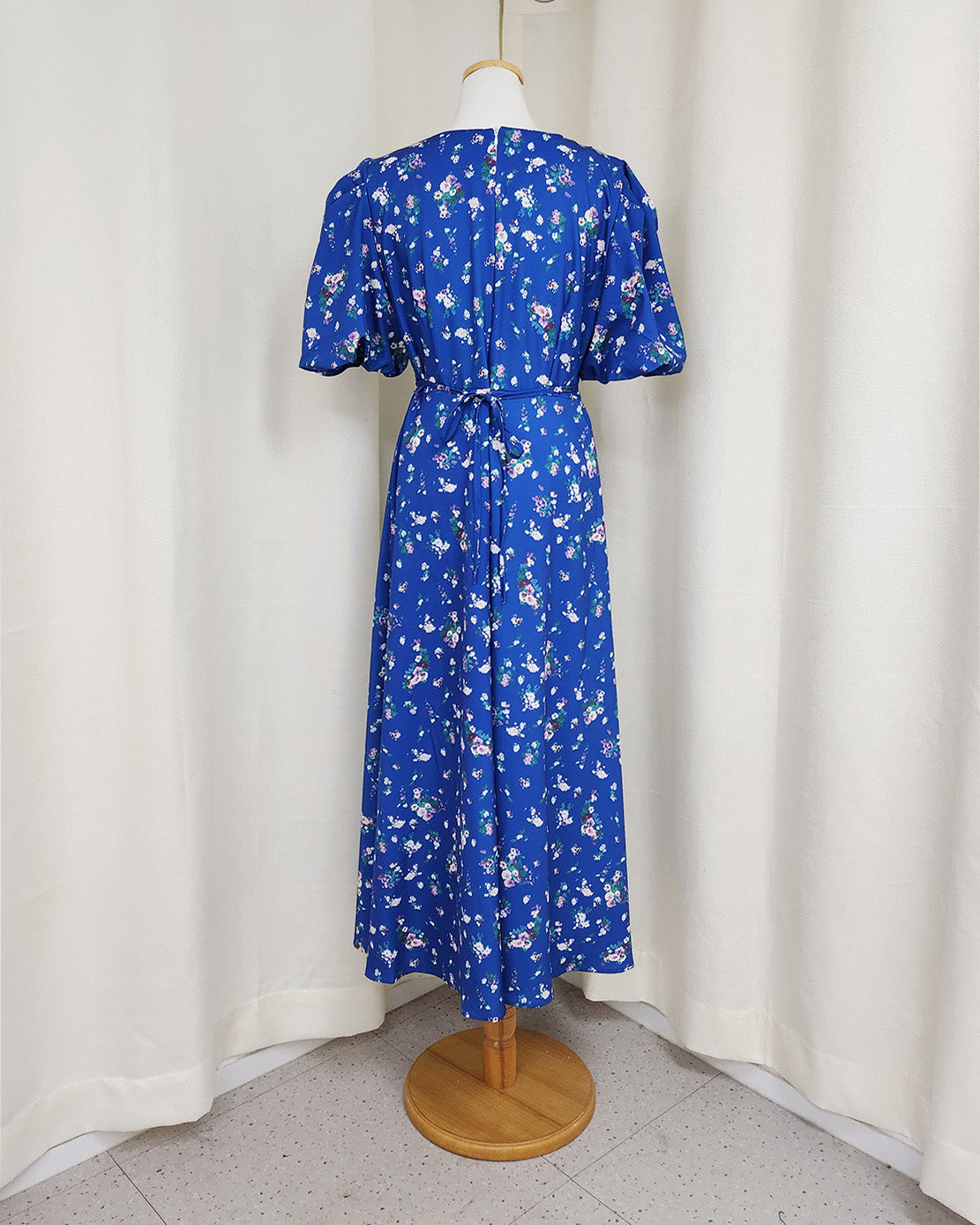 flower puff sleeve long dress