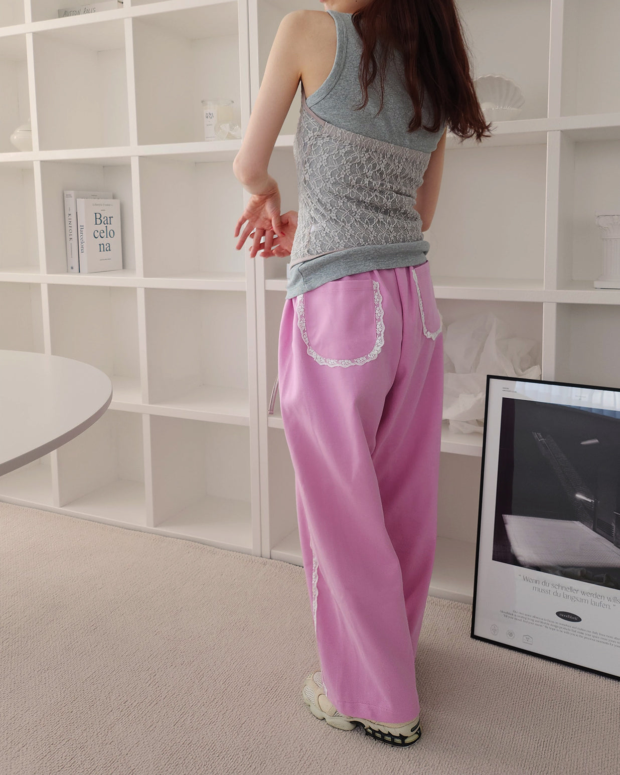 lace line sweat jogger pants