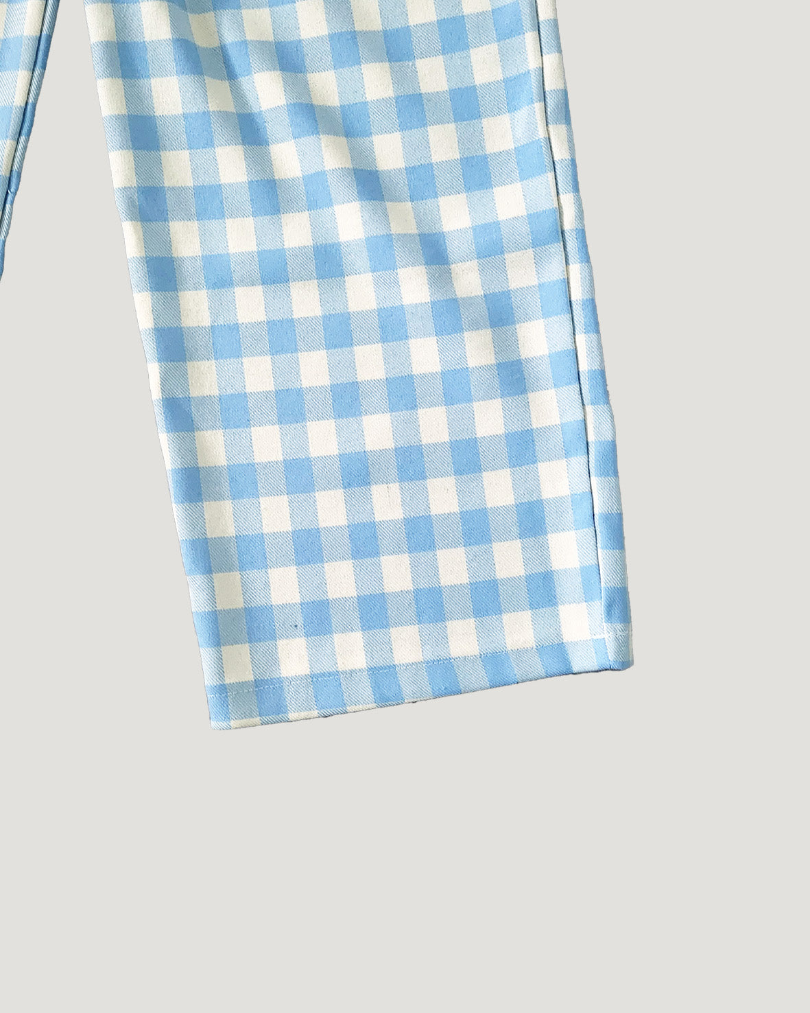 gingham check waist tuck wide pants