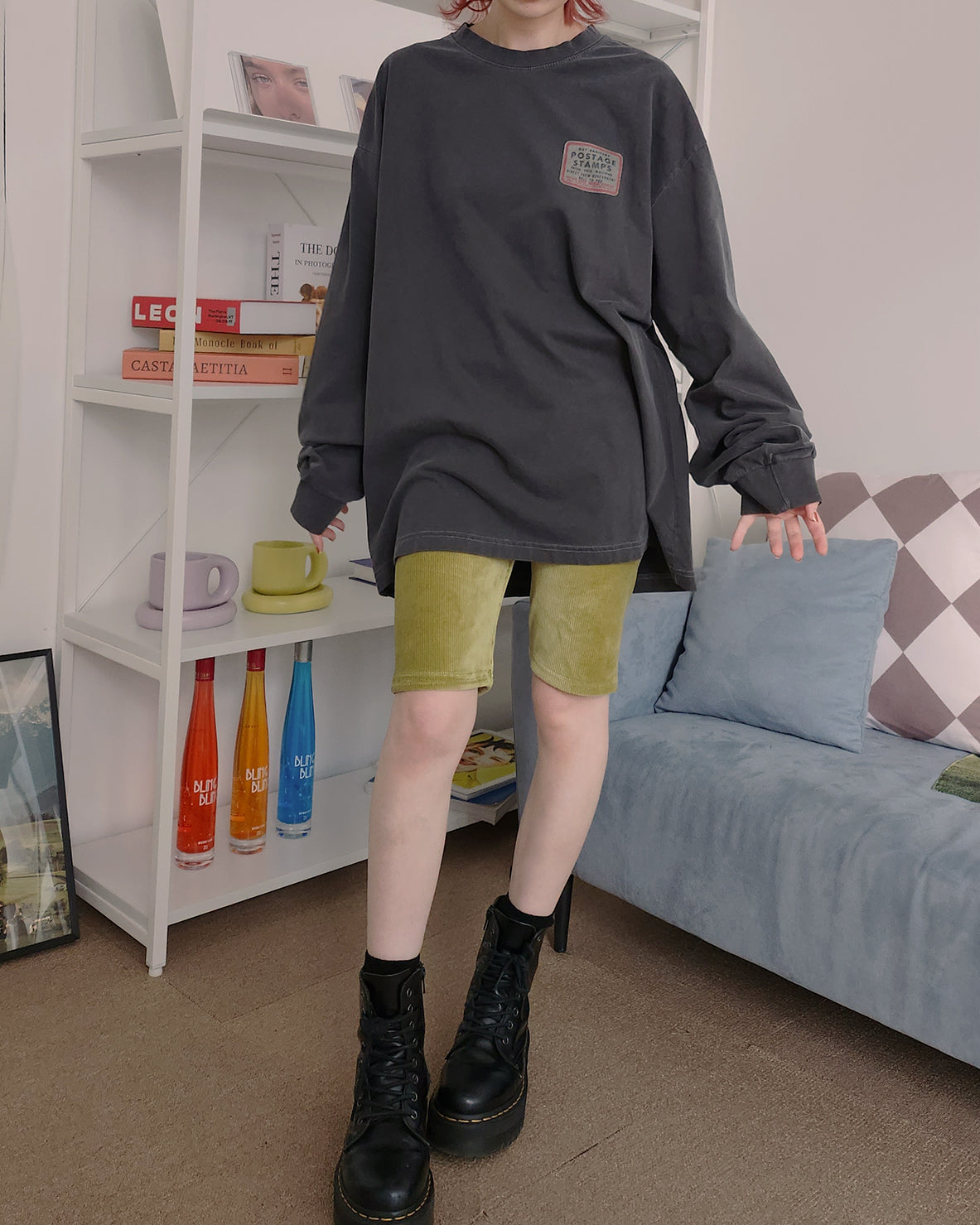 pigment box logo oversize long sleeve T