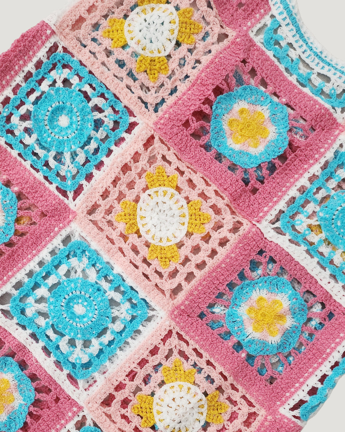 crochet knit flower mini dress