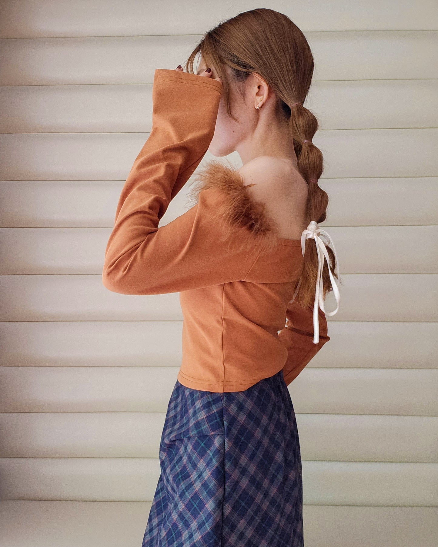 fur off shoulder top