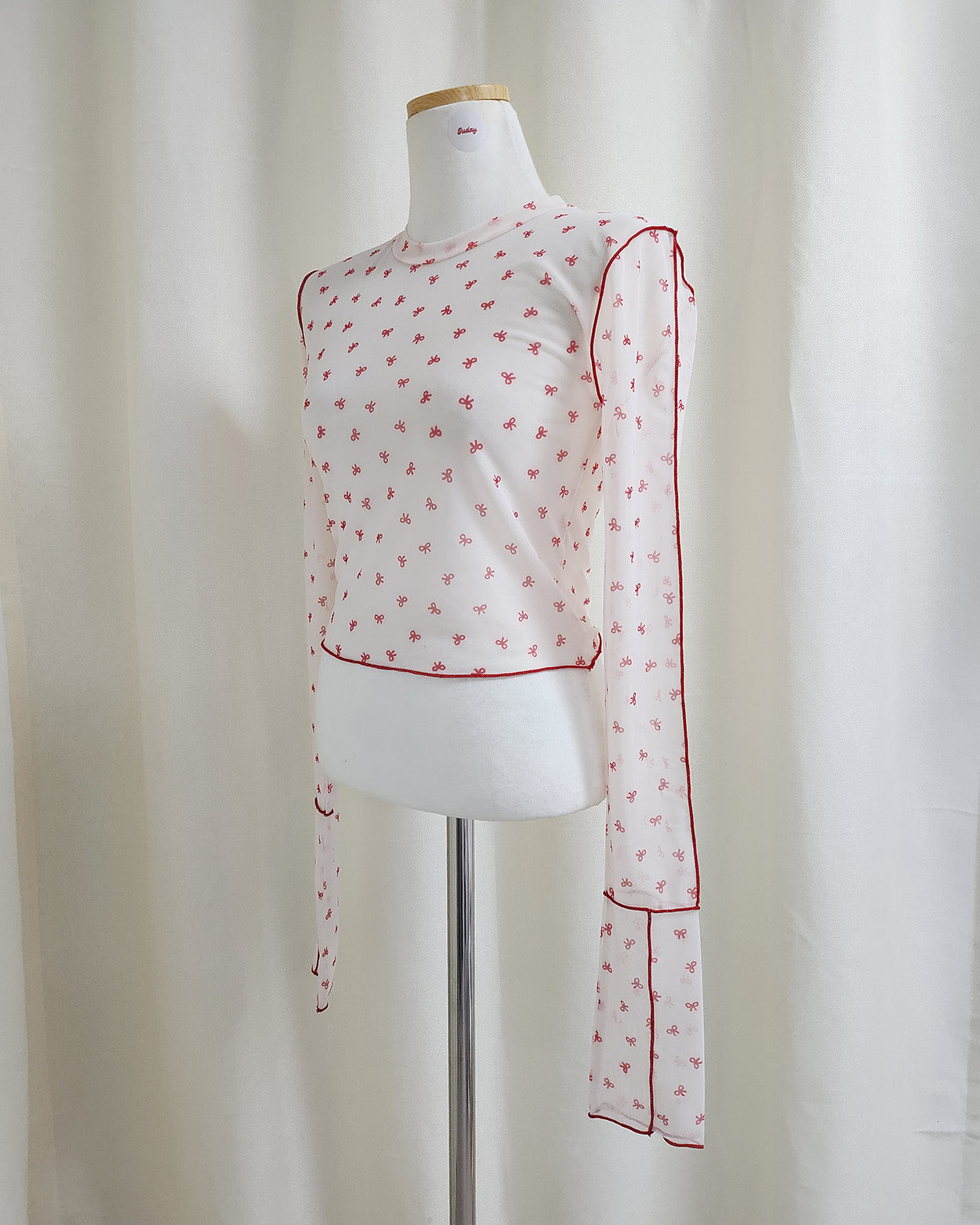 ribbon pattern sheer top