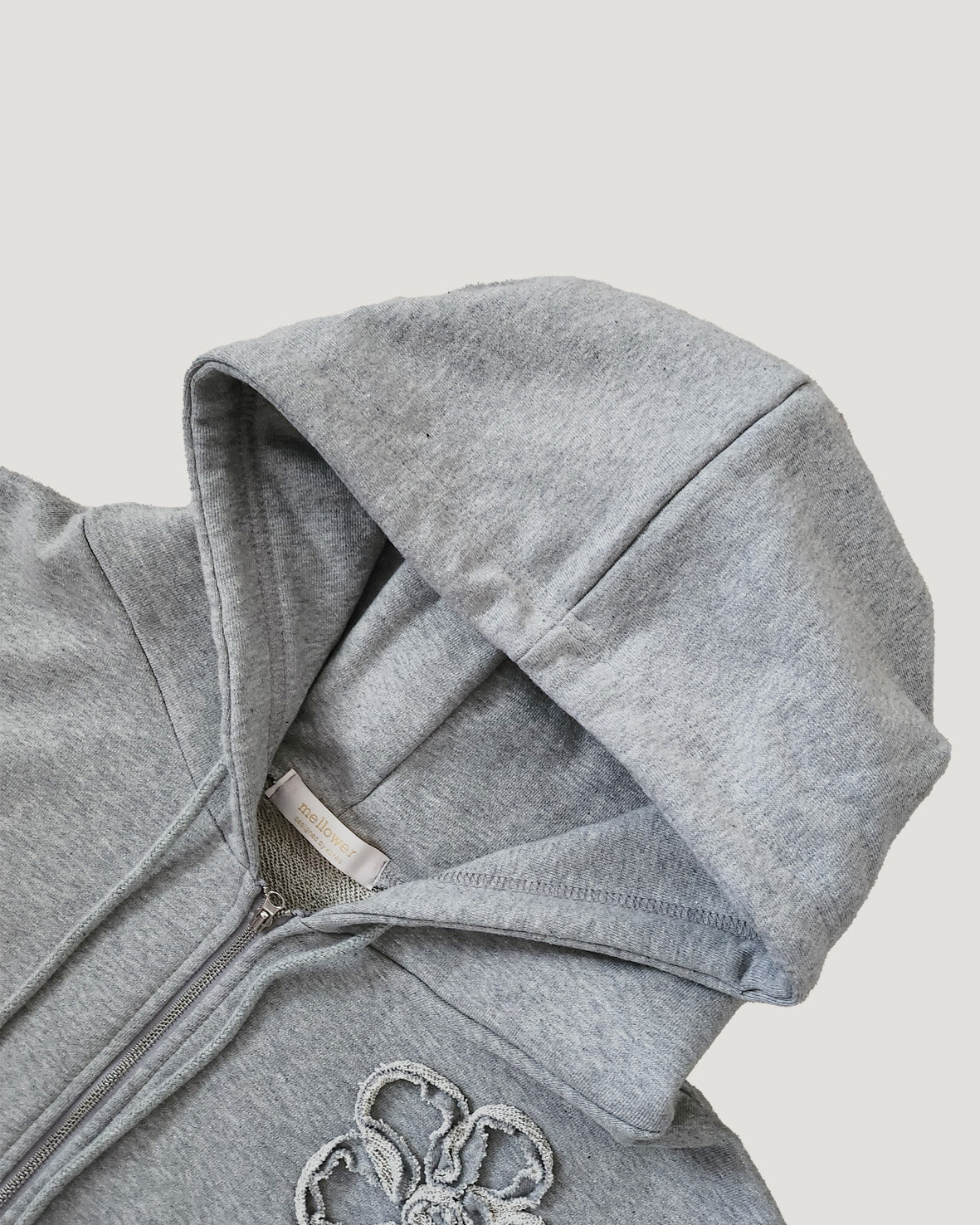 flower motif sweat zip hoodie