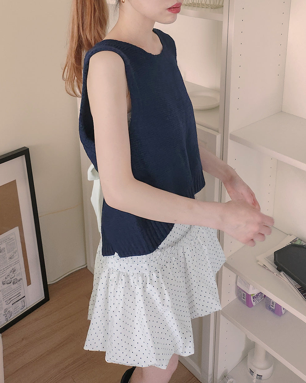 back ribbon knit vest