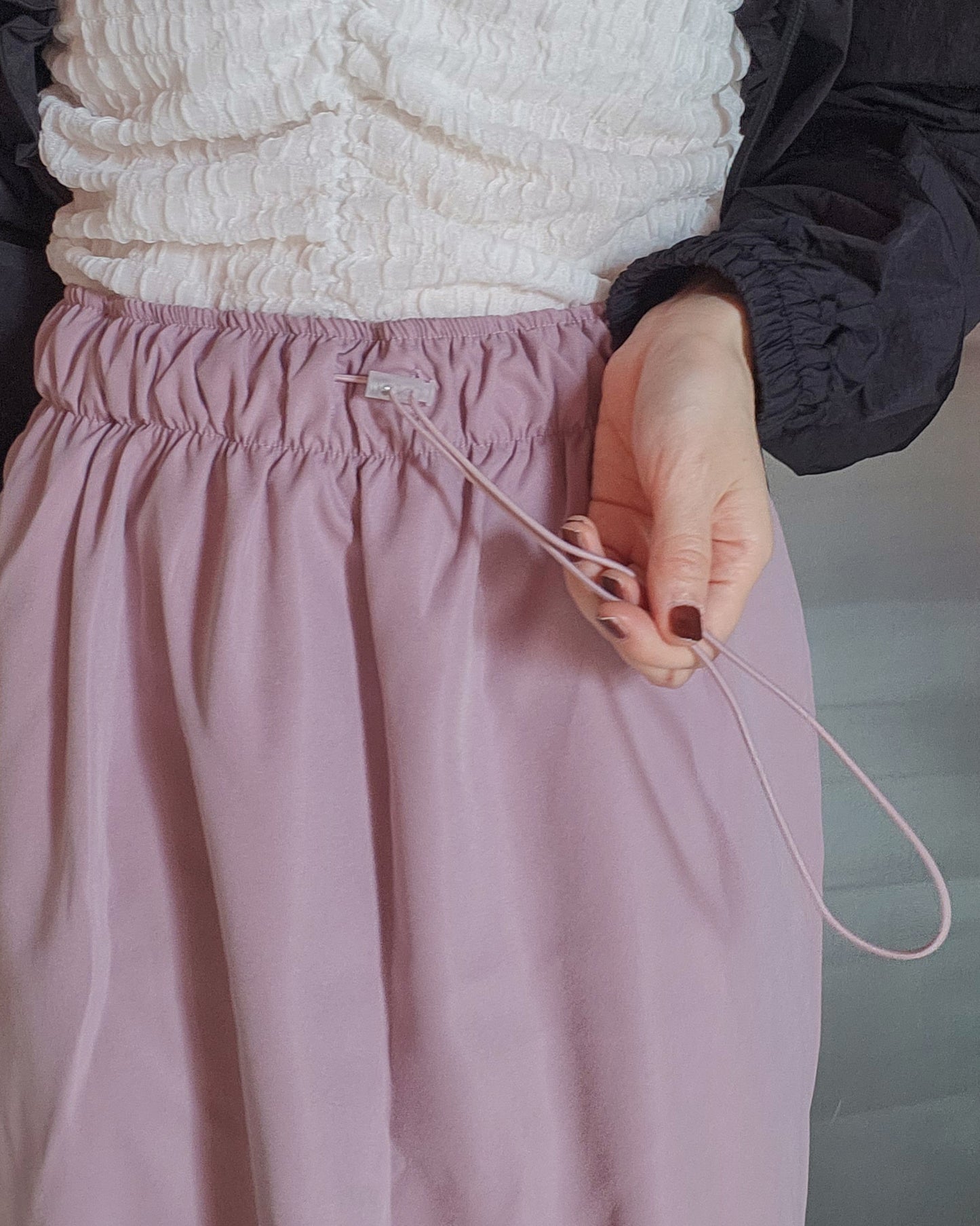 side shirring long skirt