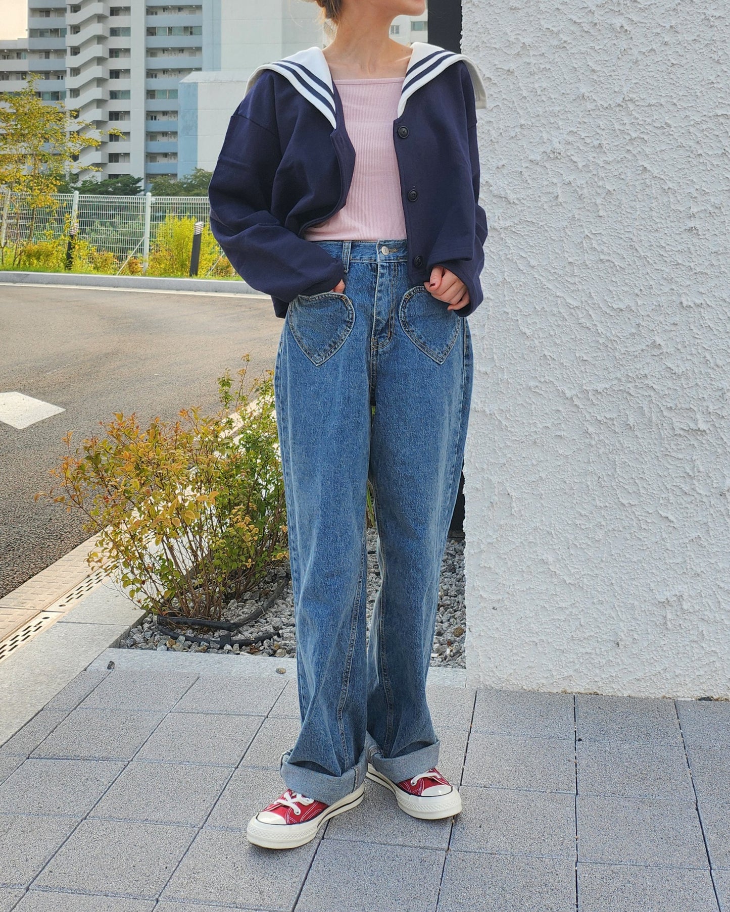 sailor collar sweat cardigan