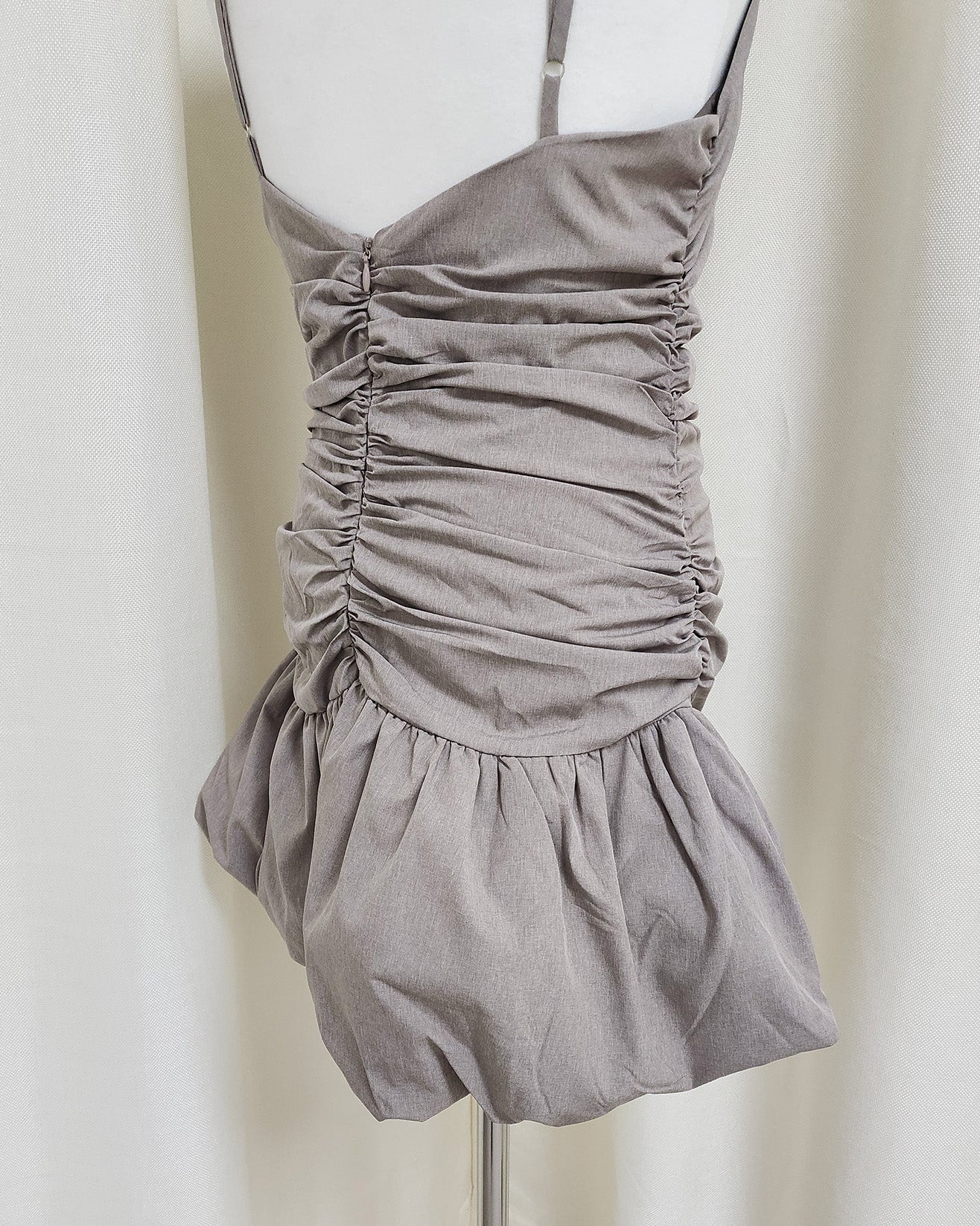 shirring balloon mini dress