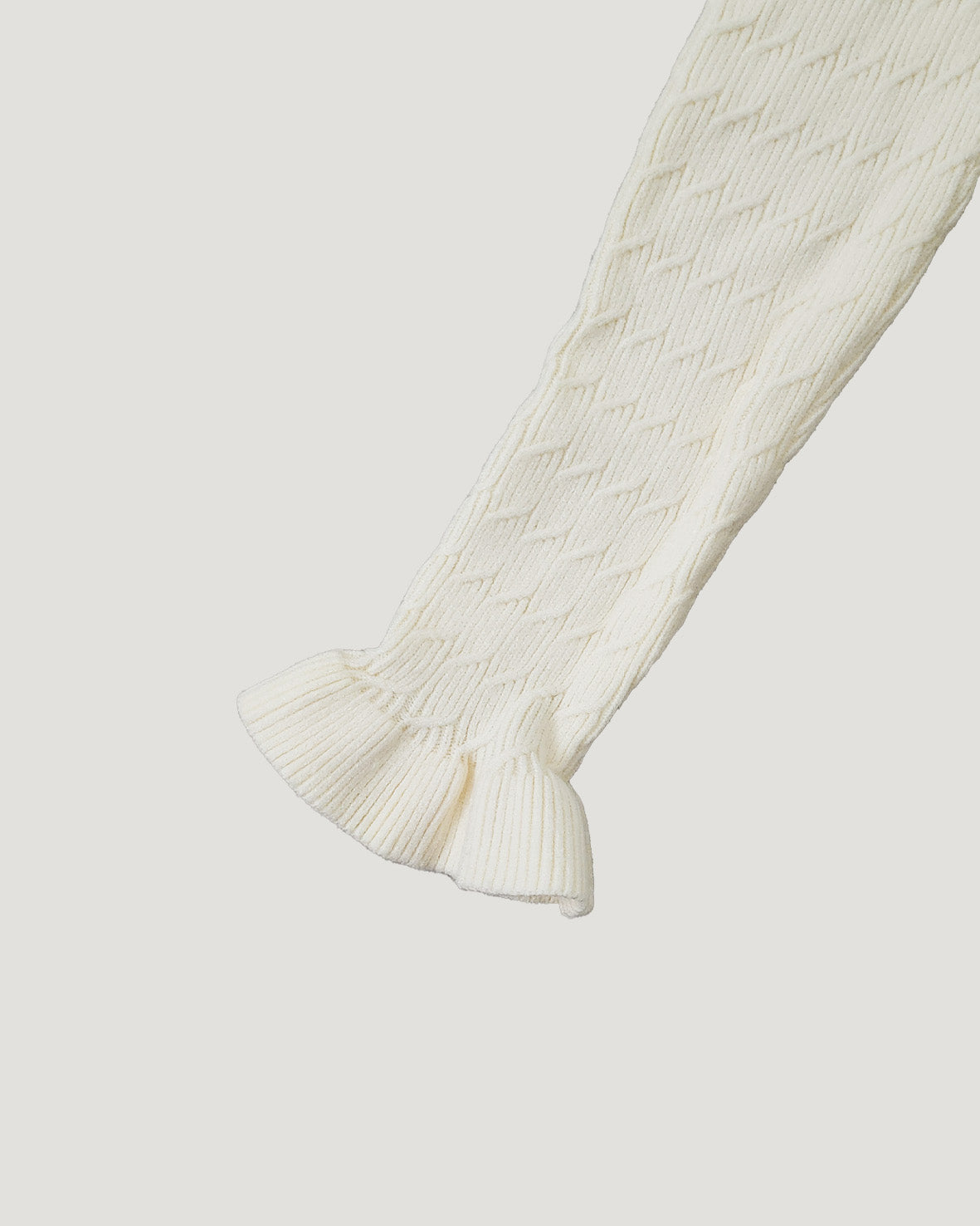 short puff sleeve frill knit cardigan