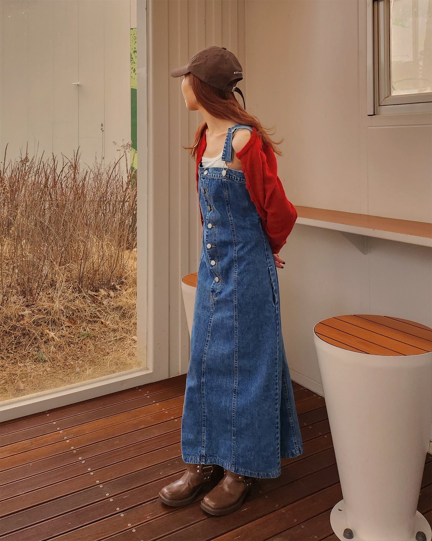 denim salopette long dress