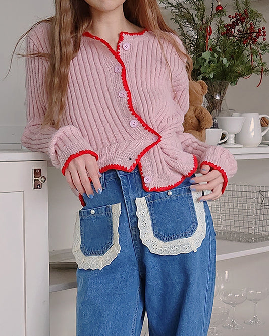 bicolor 2way  knit cardigan