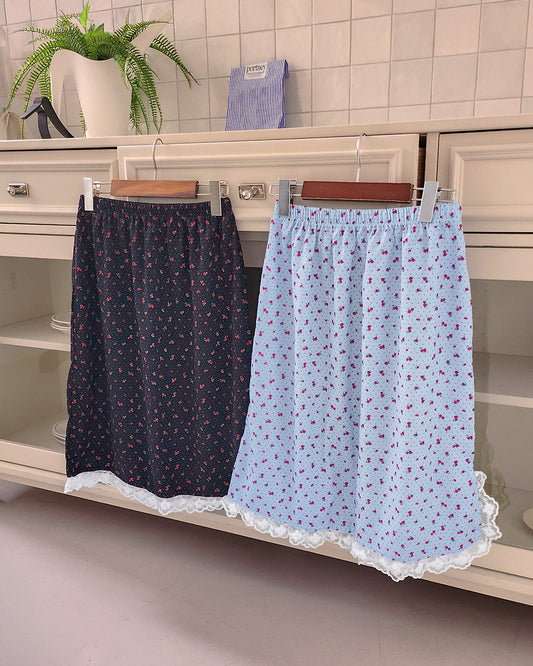 flower lace point midi skirt