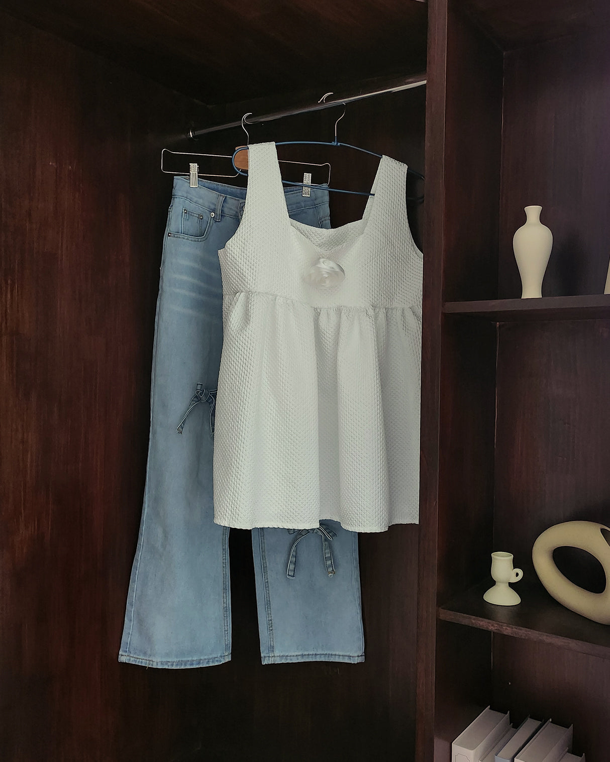 rose corsage set emboss tunic