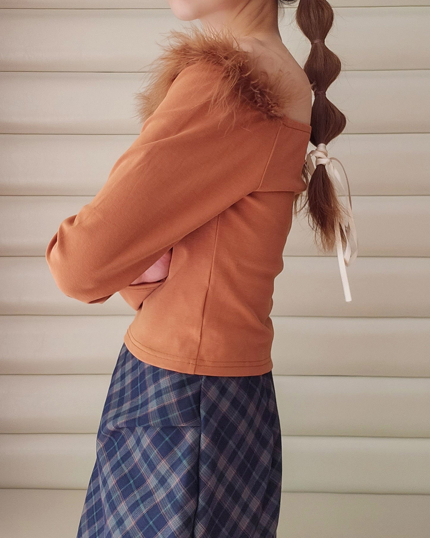 fur off shoulder top
