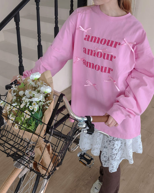 ribbon point logo long sleeve T