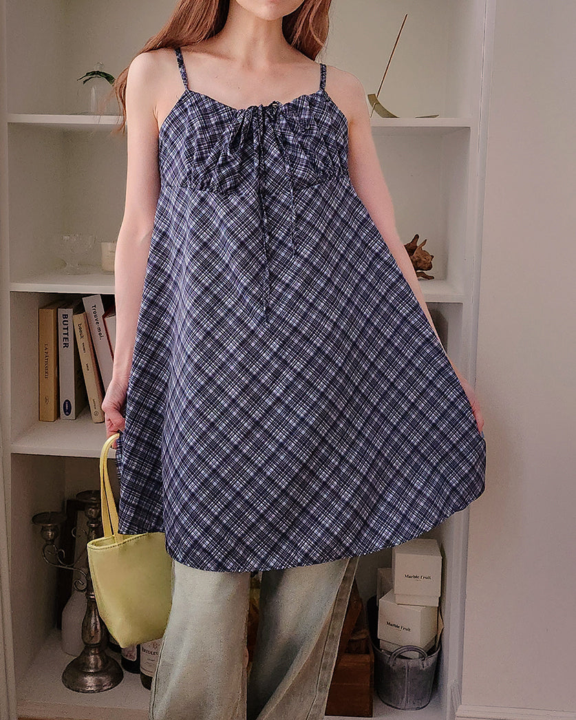 check camisole mini dress