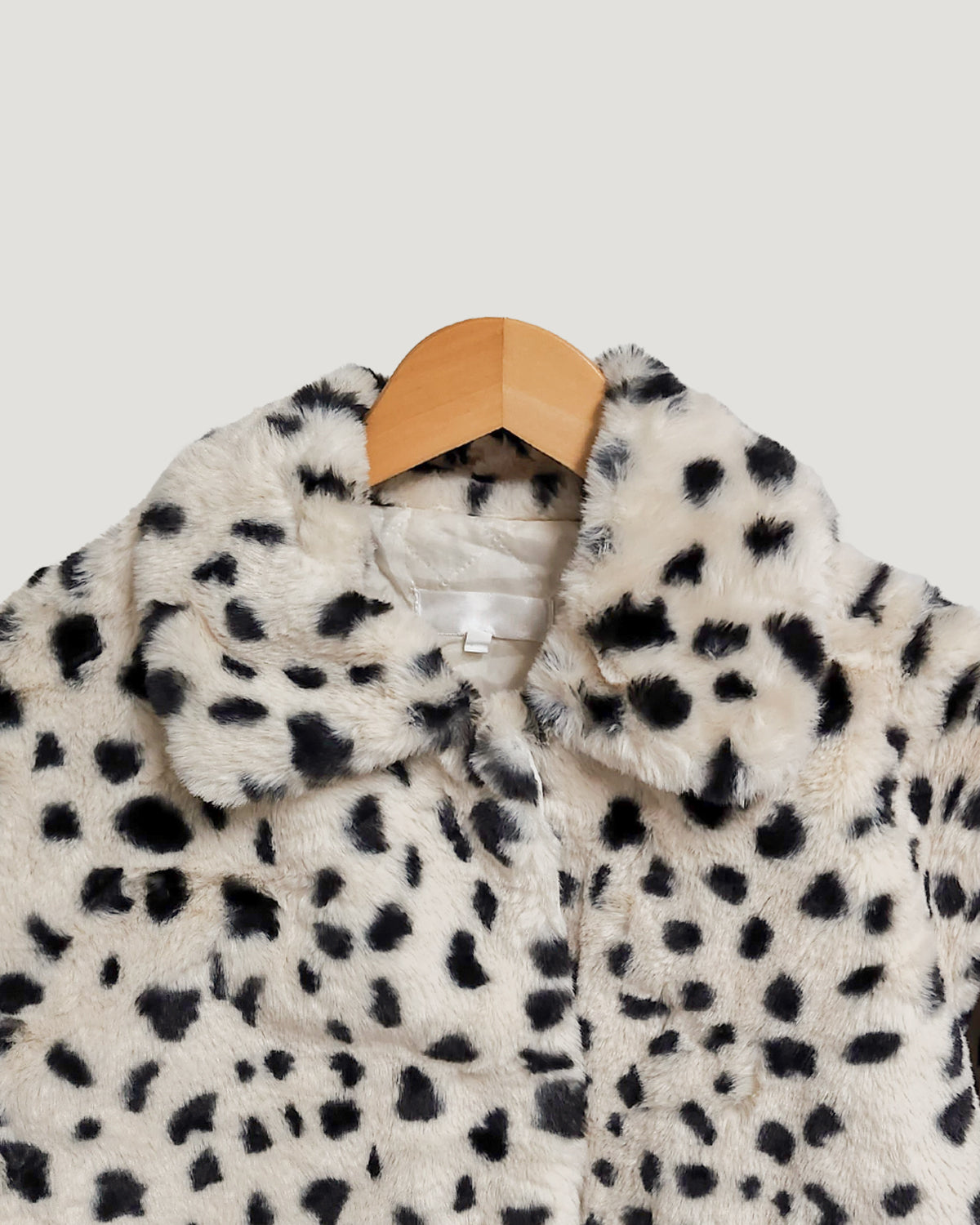 dalmatian pattern collar fur jacket