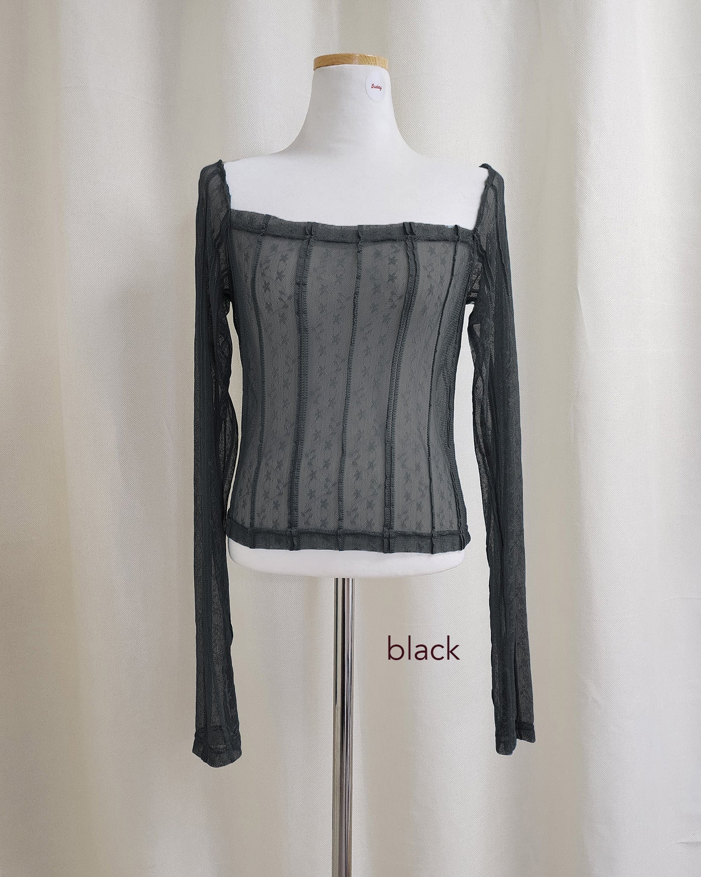 square neck lace sheer top