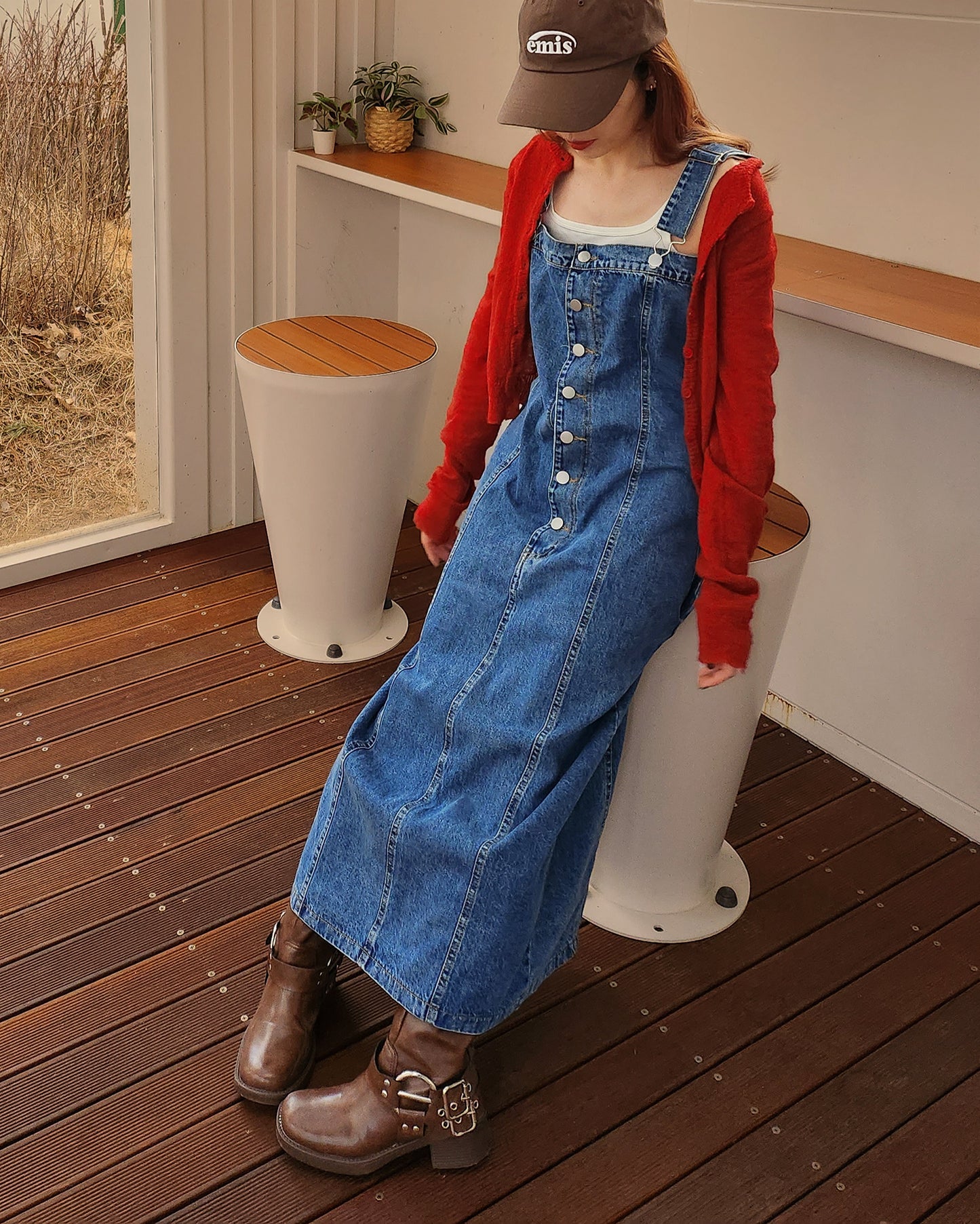 denim salopette long dress