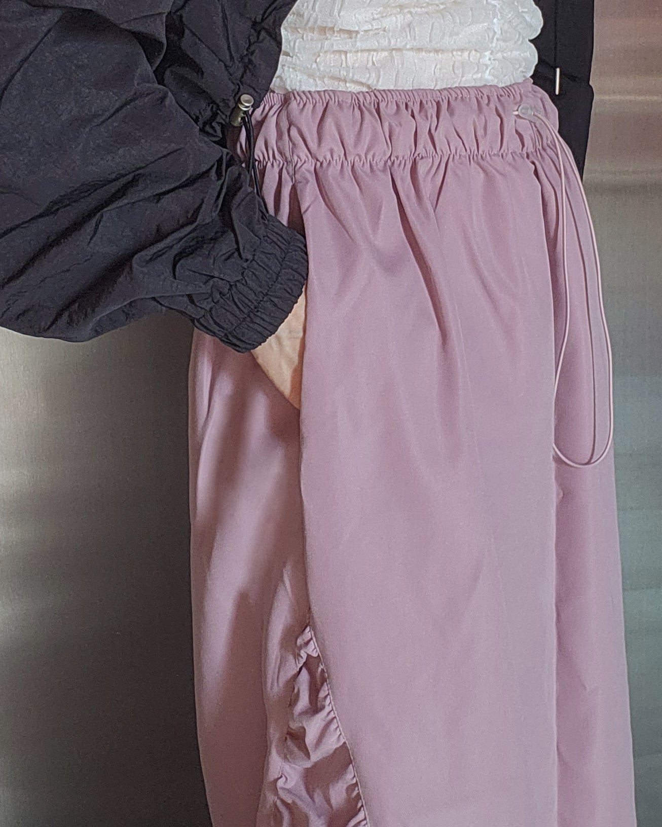 side shirring long skirt