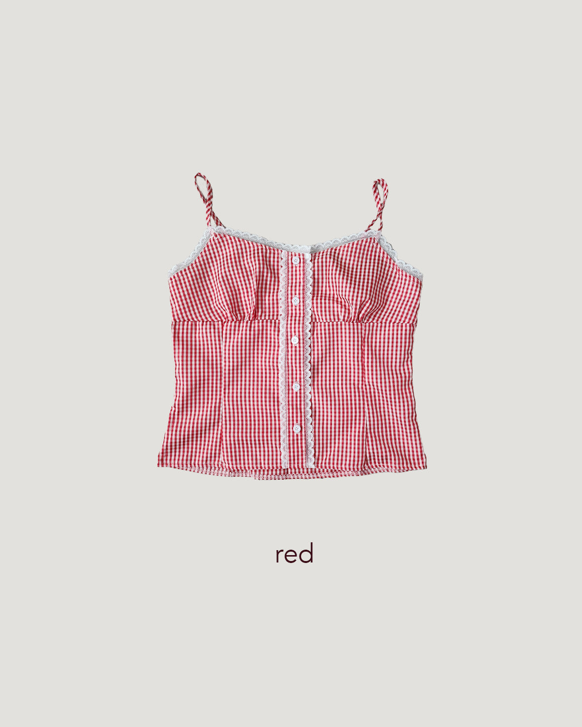 gingham check lace point camisole blouse