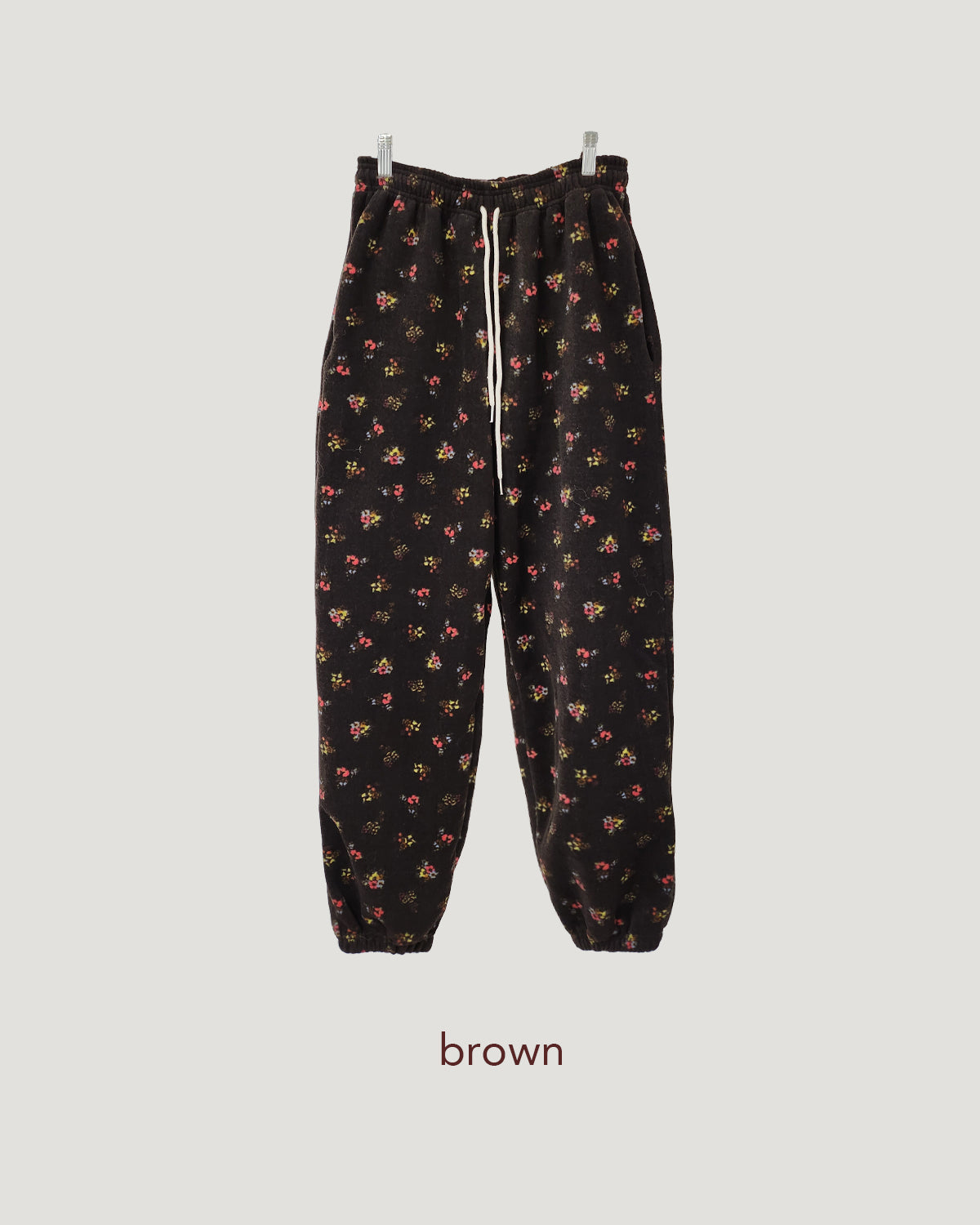 flower pattern fleece jogger pants