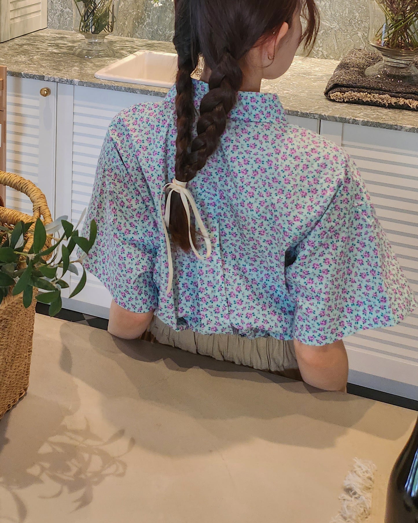 flower open collar shirt