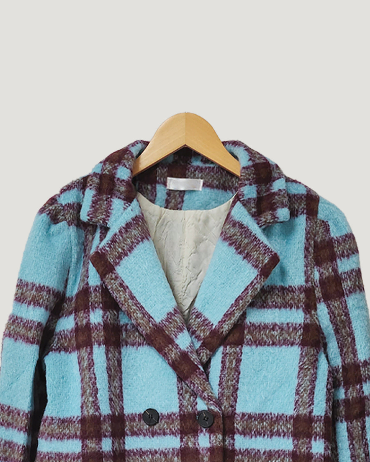 check wool blended coat