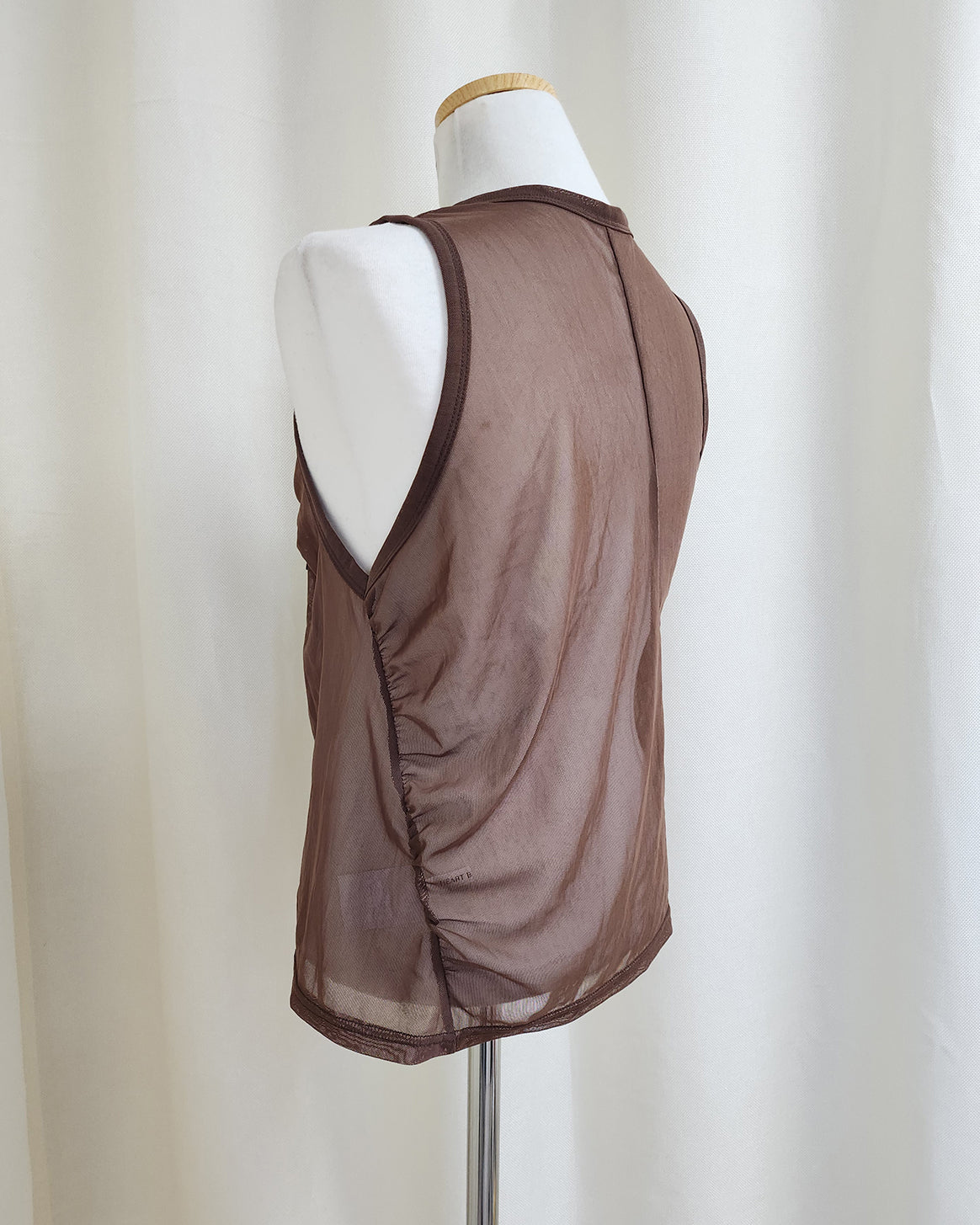henry neck sheer sleeve less top
