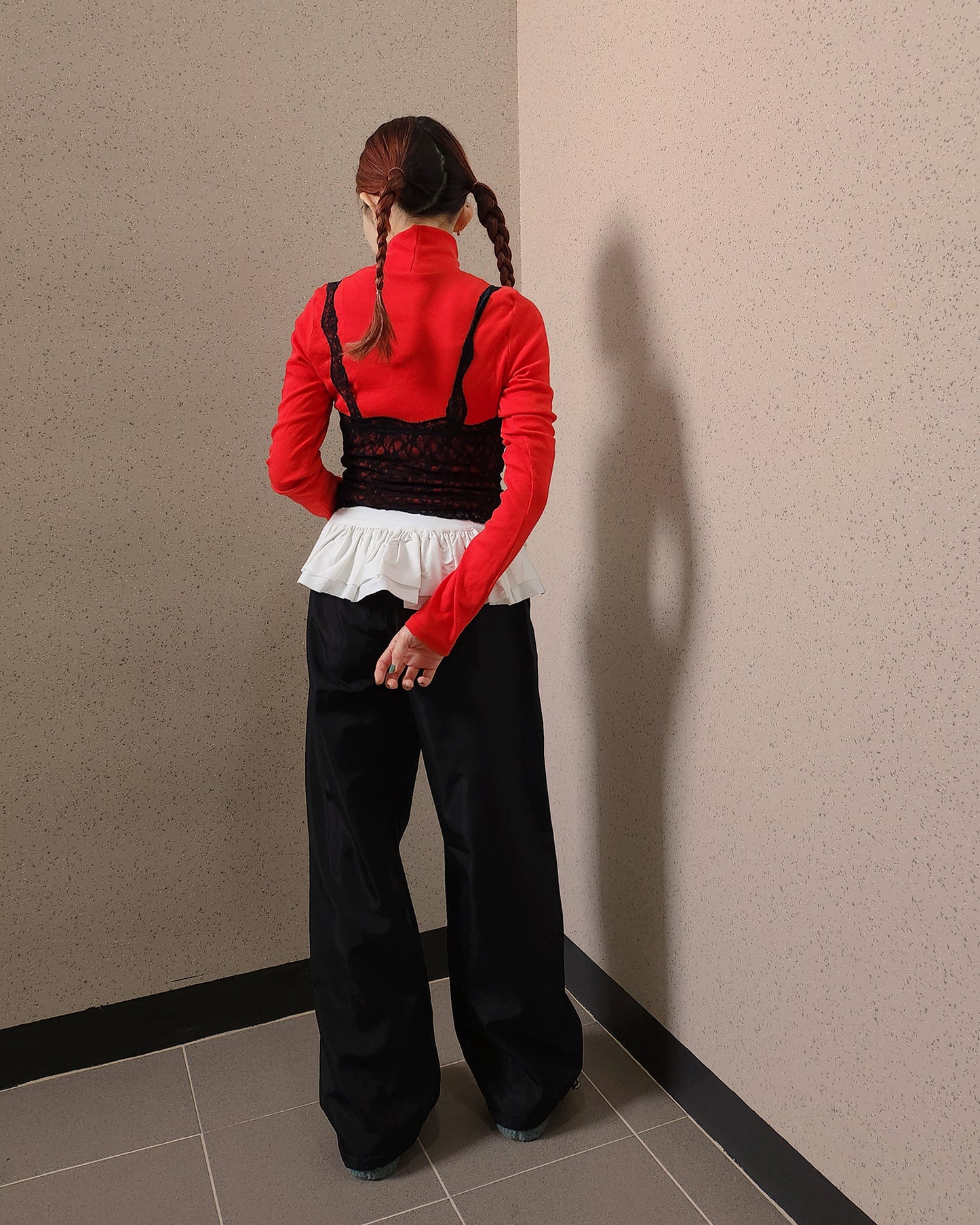 lace ribbon sheer bustier